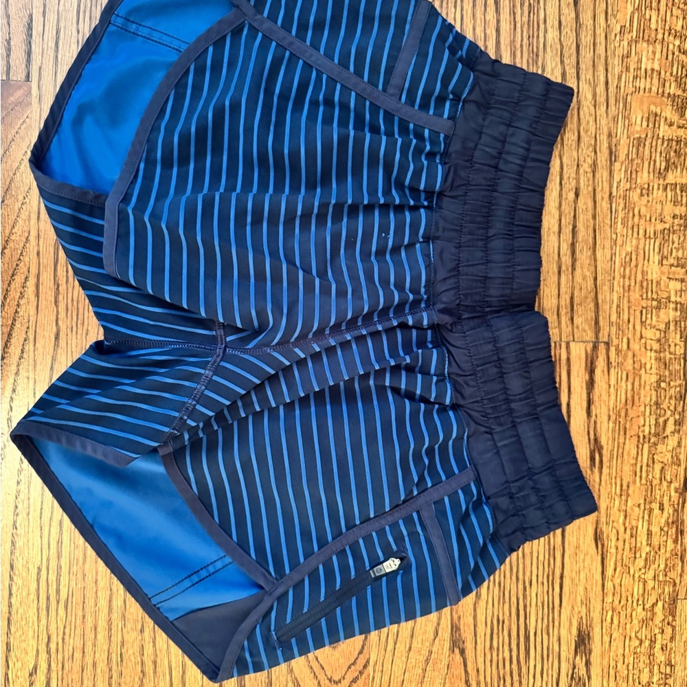 lululemon athletica Blue Striped Athletic Shorts
